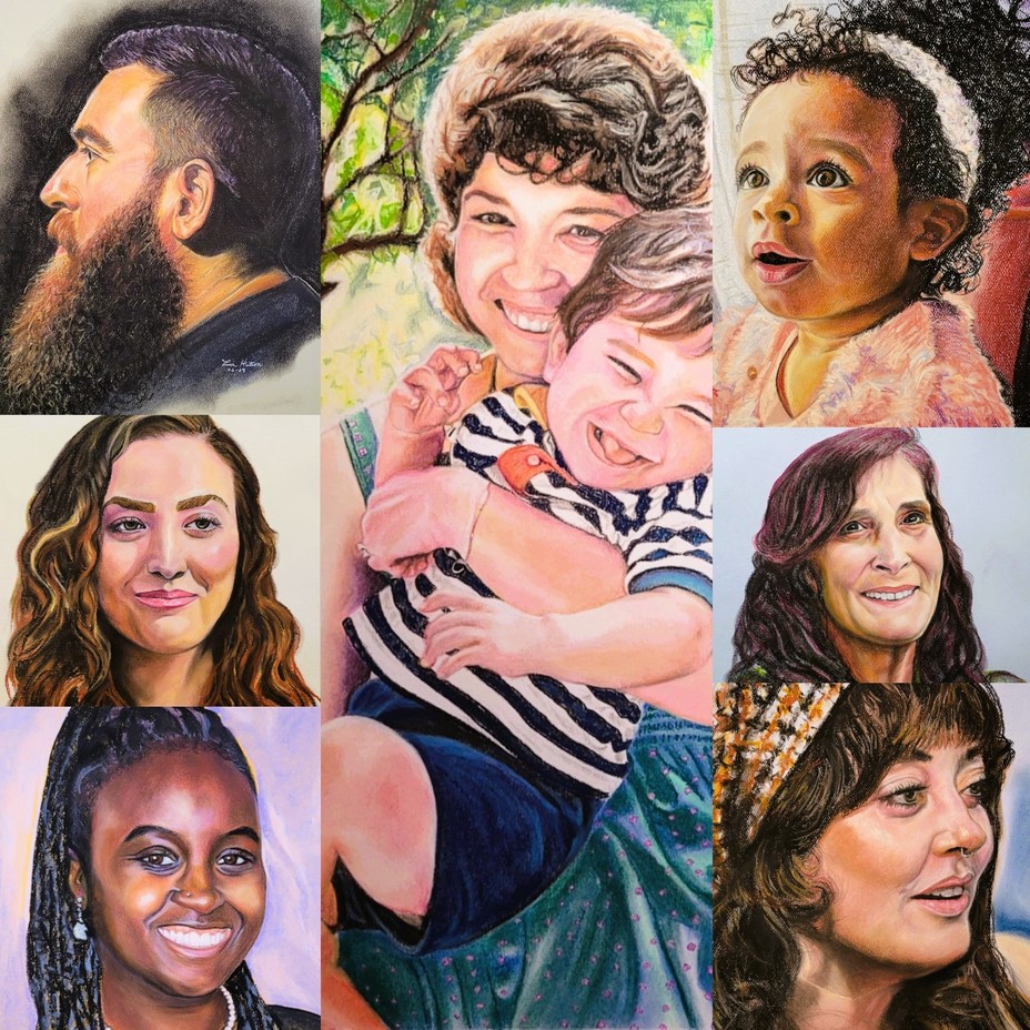 Collage of pastel portraits 2023