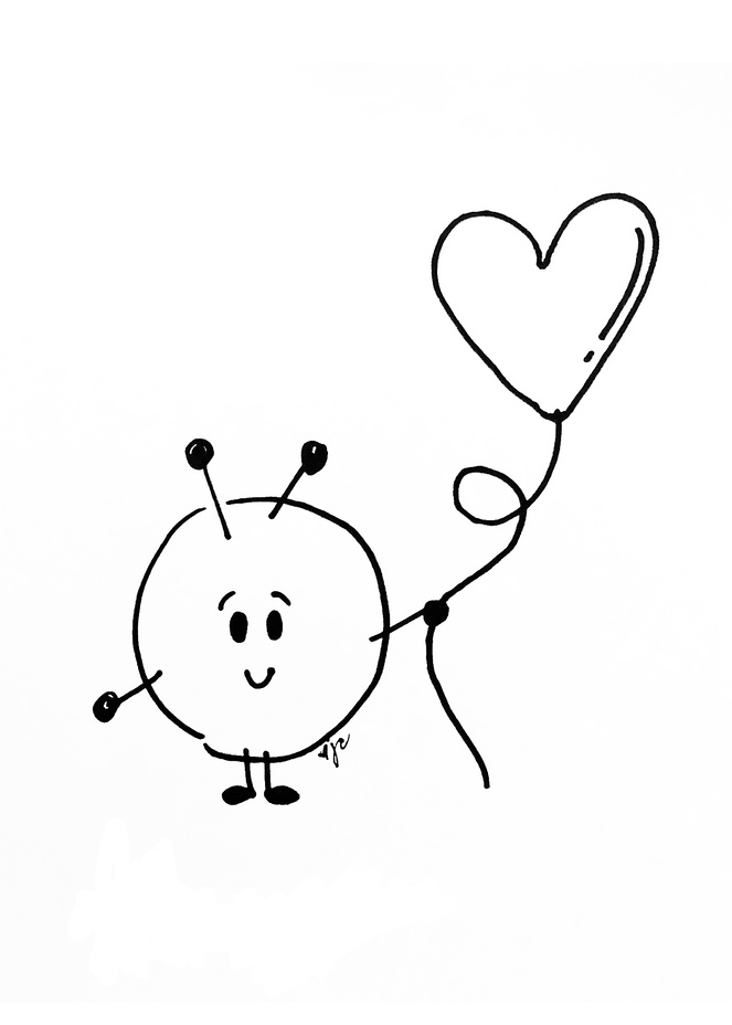 Doodle Dot with Heart Balloon